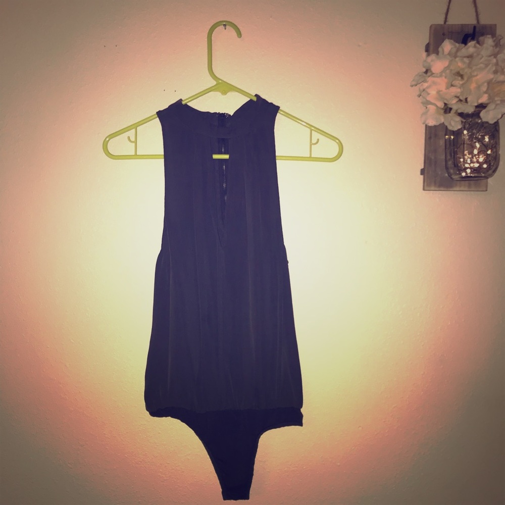 Grey Bebe silk sheer bodysuit
